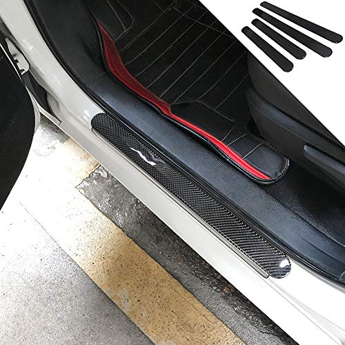 LucaSng Autogood Car Door Sill Plate Protectors-Carbon Fiber Pattern Door Entry Guards Sill Scuff Cover Panel Step Protector 4PCS Universal