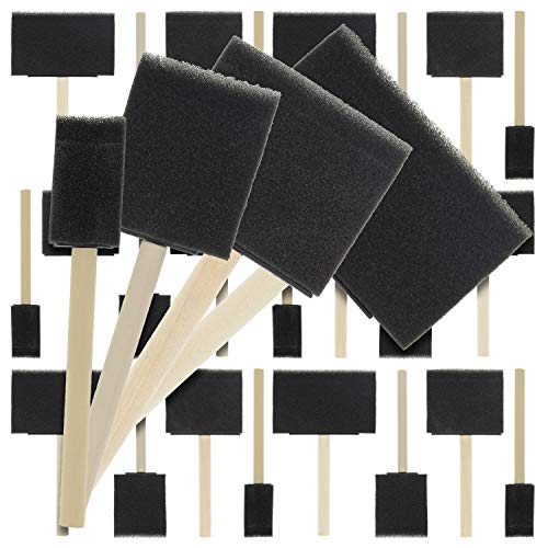 US Art Supply Variety Pack Foam Sponge Wood Handle Paint Brush Set (Value Pack of 20 Brushes) - Lightweight, durable and great for Acrylics, Stains, Varnishes, Crafts, Art