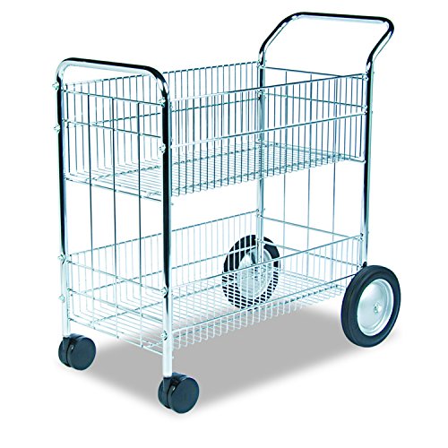 Fellowes 40912 Wire Mail Cart, 21-1/2w x 37-1/2d x 39-1/4h, Chrome