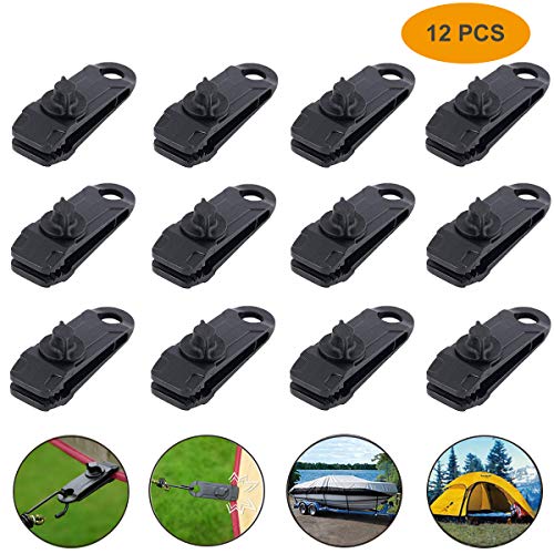 12pcs Tarp Canvas Clips Heavy Duty Lock Grip Clamps Thumb Screw Tent Clip Awning Clamp Set Jaw Tent Snaps Tarps Canopies and Covers Locking Clamp Design for Outdoors Camping Farming Garden Tarps