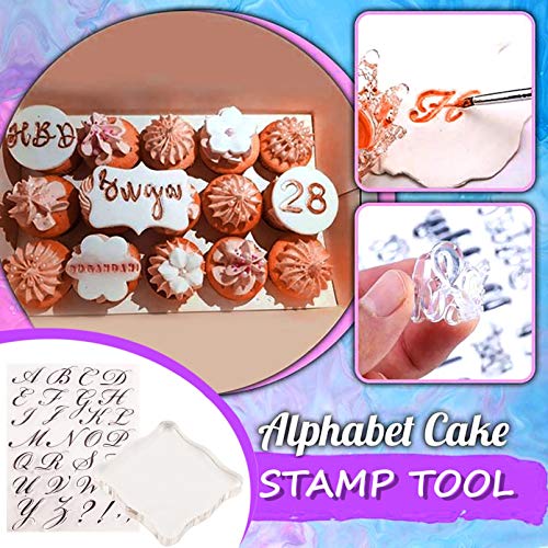 Alphabet Cake Stamp Tool, Food-Grade Alphabet Biscuit Fondant Cake/Cookie Stamp Mold Set - Reusable & Easy to Clean, Unique Letter Shape DIY (1pcs Stamp Tool+1 Stamping Board, 1PC)