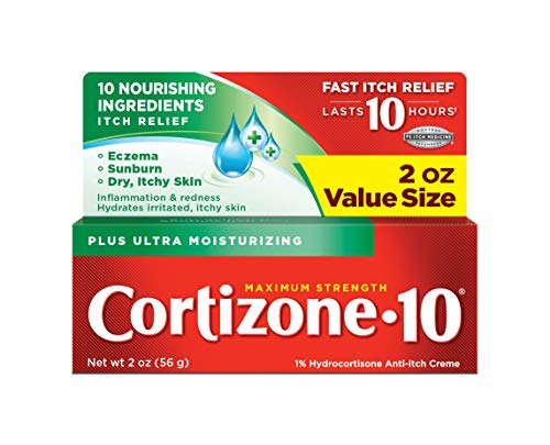 Cortizone-10 Plus Ultra Moisturizing Cream, 2 Ounce, Anti-Itch Cream with Aloe Vera and Vitamin A, Helps Relieve Itchy, Dry Skin associated with Rashes, Eczema and Psoriasis