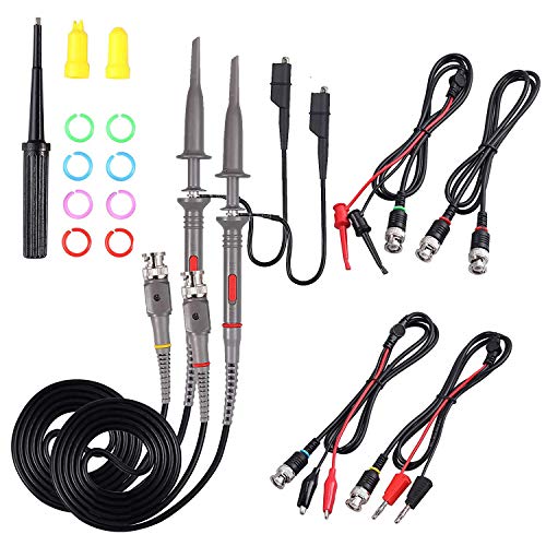 Universal Oscilloscope Probe with Accessories Kit 100MHz Oscilloscope Clip Probes with BNC to Minigrabber Test Lead Kit