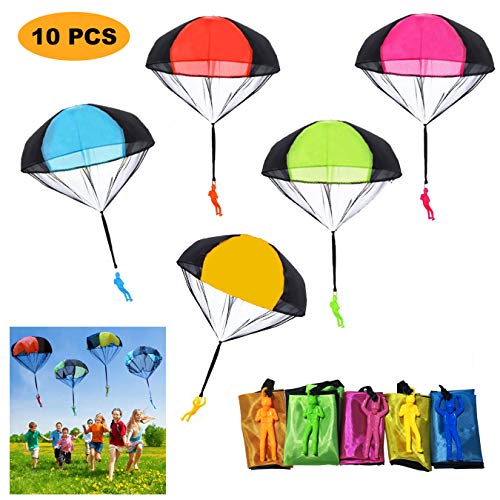 SUPRBIRD Parachute Toy 10Pieces Children's Flying Toys Tangle Free Throwing Hand Throw Parachute Army Man Toss It Up and Watching Landing Outdoor Toys for Kids Gifts