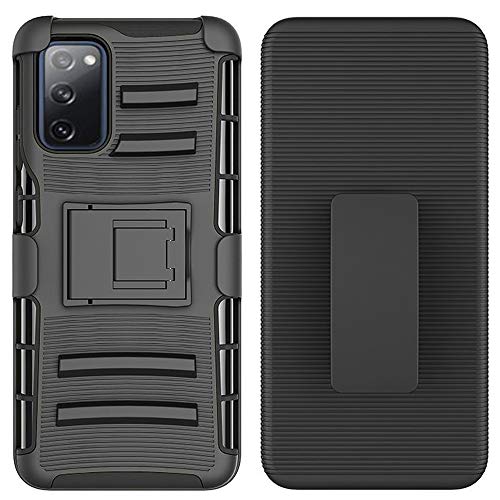 Kaleidio Case for Samsung Galaxy S20 FE 5G [Dual Form] Rugged Holster [Swivel Belt Clip][Shockproof] Rubberized Armor Cover [Kickstand] [Black]
