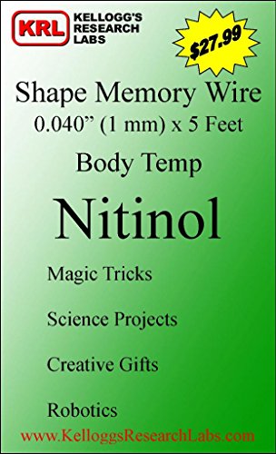 Kellogg's Research Labs, Body Temp 95°F (35°C), 0.040' (1.0mm) Shape Memory Nitinol Wire, 5 feet