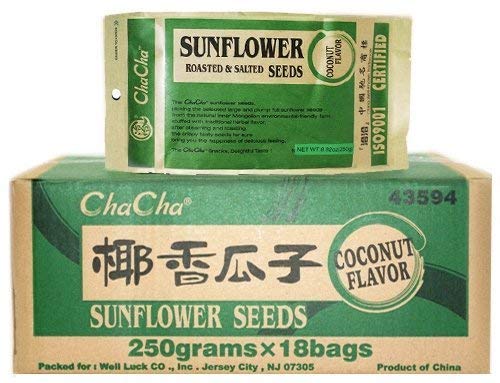 Chacha Sunflower Roasted and Salted Seeds (Coconut Flavor) 250g X 18 Bags