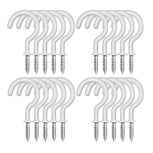 Jabinco Screw-in Hanging Ceiling Hooks: 20 Pack 2.9 Inches Screw-in Wall Hooks Plant Hooks Kitchen Hooks,Cup Hooks Great for Indoor & Outdoor Use