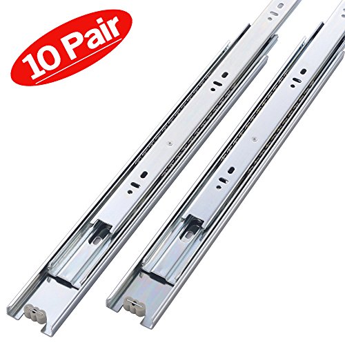 Friho 10 Pair of 10 Inch Hardware Ball Bearing Side Mount Drawer Slides, Full Extension, Available in 12'',14'',16'',18'',20'' Lengths