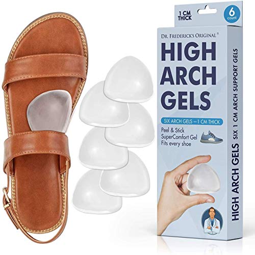 Dr. Frederick's Original High Arch Support Gel Inserts - 6 Pcs - Peel & Stick SuperComfort Gel - Great for Sandals - Dress Shoes - Women & Men
