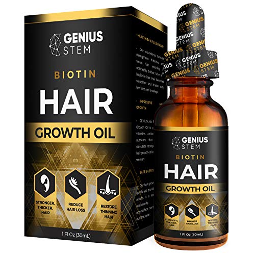 GENIUS Hair Growth Oil, Biotin Hair Growth Serum, for Stronger, Thicker, Longer Hair, Hair Growth Treatment for Women Men With Thinning Hair Loss Serum 1fl oz