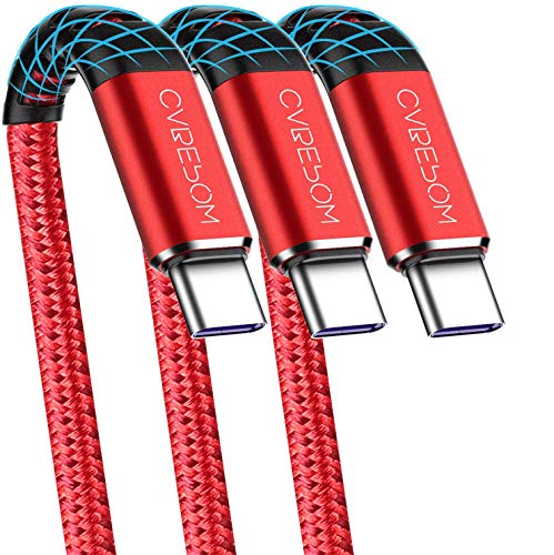 3A Fast Charging USB Type C Cable, Cabepow 3Pack 6Ft Charger Cord for Samsung Galaxy A10/A20/A51/S10/S9/S8,LG V20/V30/V40, Braided USB-C to USB-A Type C Cables (Red)