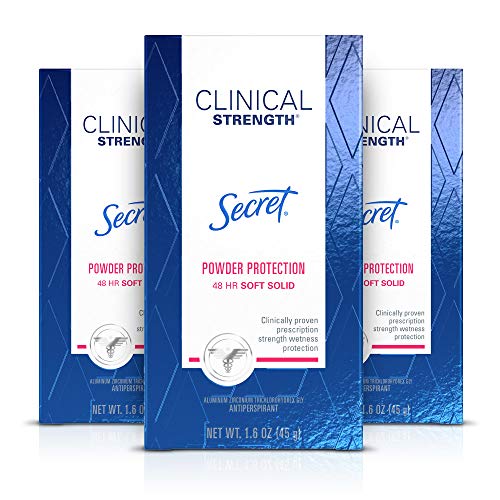 Secret Antiperspirant Clinical Strength Deodorant for Women, Soft Solid, Powder Protection, 1.6 Oz, (Pack of 3)