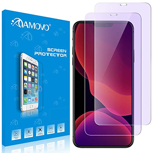 AMOVO [Tempered Glass] Screen Protector for iPhone 12/12 Pro Anti-Blue Light [Eye Protection] Ultra Clarity Glass Screen Protector for iPhone 12 /iPhone 12 Pro (6.1'') (Anti-Blue, 2Pack)