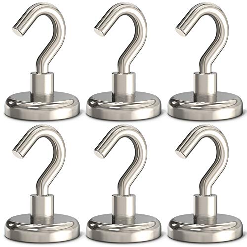 GREATMAG Magnetic Hooks,100 lbs Heavy Duty Magnet Hooks for Hanging, Pack of 6