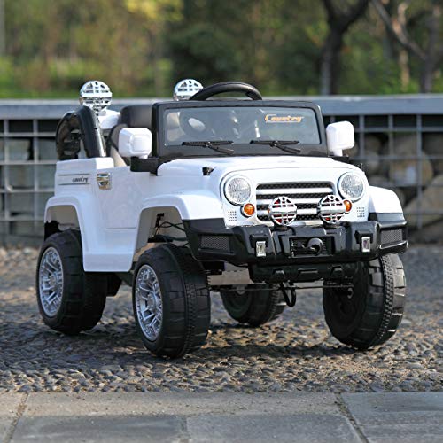 TOBBI Kids Ride on Truck Style 12V Battery Powered Electric Car W/Remote Control White