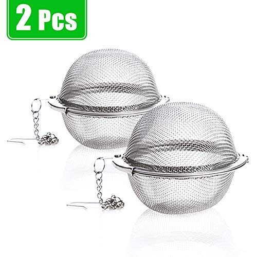 Xloey 2 Pack Tea Strainer-Stainless Steel Mesh Tea Ball Infuser,Premium Tea Filter Tea Interval Diffuser with Extended Chain Hook for Loose Leaf Tea and Spices & Seasonings (2 Pack Tea Strainer)