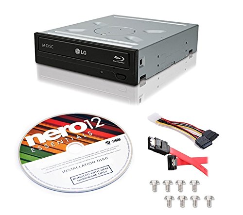LG WH14NS40 M-Disc Burner 3D Playback Internal 14X Blu-ray Writer with Nero 12 Essentials Burning Software Trial Version and SATA Cable Kit