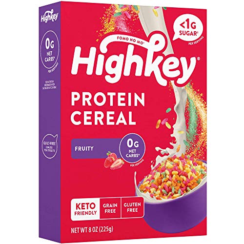 HighKey Protein Snacks - Keto Breakfast Cereal - 0 Net Carb & Zero Sugar, Gluten & Grain Free Cereals Snack Food - Paleo, Diabetic, Ketogenic Diet Friendly Pebbles - Healthy Grocery Foods - Fruity