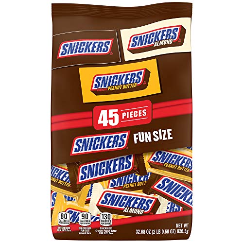 SNICKERS Variety Mix Fun Size Halloween Chocolate Candy Bars, 32.68-Ounce 45 Piece Bag