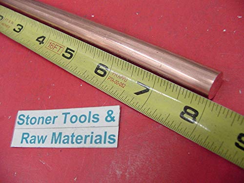 1/2' C110 COPPER ROUND ROD 8' long H04 Solid .50' OD CU New Lathe Bar Stock