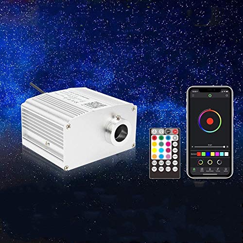 CHINLY Bluetooth 10W Fiber Optic Light Engine, RGBW Light Driver APP + Remote Control for Star Ceiling with Car Adapter & AC Plug
