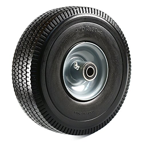 NK Heavy Duty Solid Rubber Flat Free Tubeless Hand Truck/Utility Tire Wheel, 4.10/3.50-4' Tire, 2-1/4' Offset Hub, 5/8' Bearing