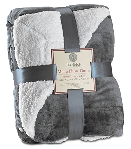 Genteele Sherpa Throw Blanket Super Soft Reversible Ultra Luxurious Plush Blanket (50 inches x 60 inches, Gray)