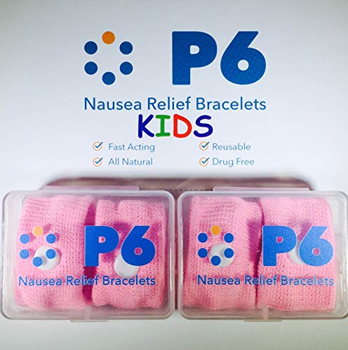 P6 Health Original Natural Anti-Nausea Relief Motion Car Sea Sickness Relief Children's Wrist Bands for Kids 2 Pack Pink