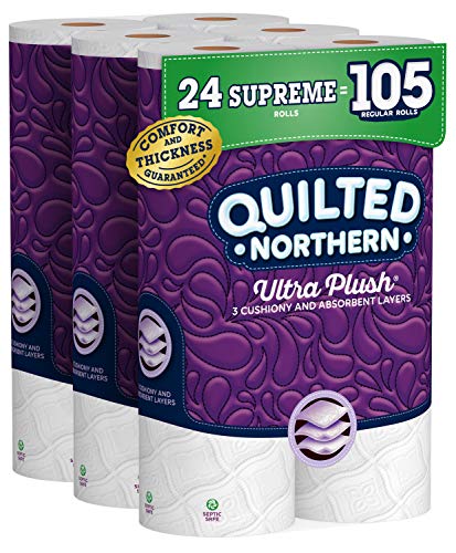 Quilted Northern Ultra Plush Toilet Paper, 24 Supreme Rolls, 24 = 99 Regular Rolls, 3 Ply Bath Tissue,8 Count (Pack of 3)