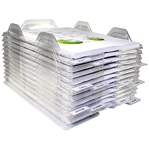 EZSTAX File Organizers - Letter Size, Stackable Trays For Desk - For Office Files, Mail, Documents - 12 Pack