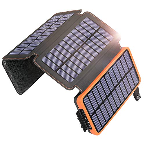 Solar Charger 25000mAh, SOARAISE Waterproof Power Bank with 4 Solar Panels Portable Battery Pack Compatible with Most Phones, Tablets and More