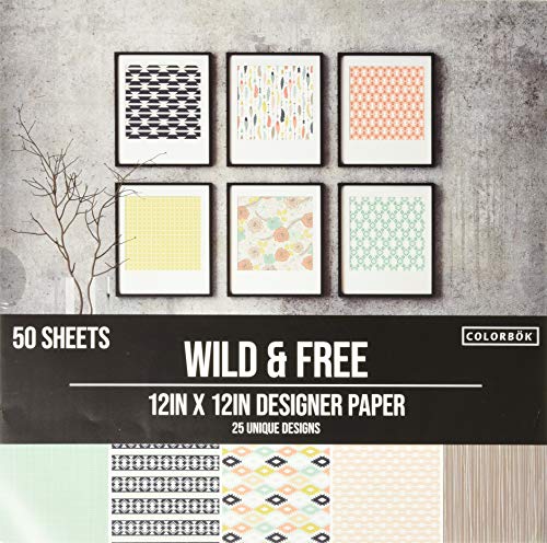 Colorbok Designer Paper Pad, 12' x 12', Wild & Free