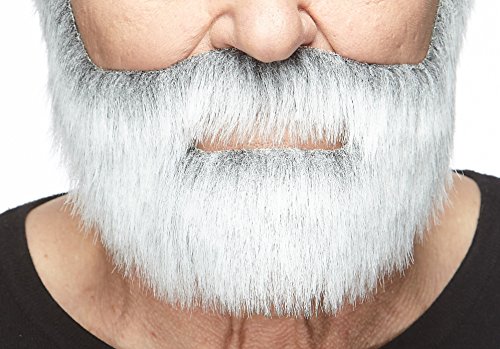 Mustaches Self Adhesive, Novelty, Nobleman Fake Beard, False Facial Hair, Costume Accessory for Adults, Gray with White Color