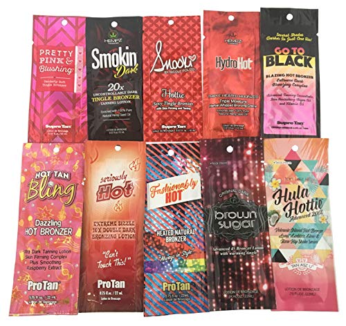 10 New Tingle Lovers Tanning Lotion Sample Packets - Hot Action Only - Assorted 10 Packettes