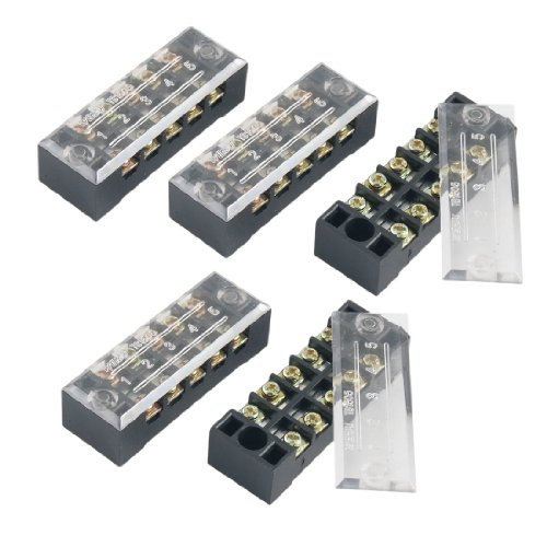 5 Pcs Dual Row 5 Position Screw Terminal Strip 600V 15A