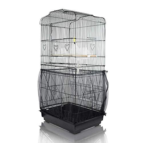 ASOCEA Extra Large Bird Cage Seed Catcher Guard Universal Birdcage Cover Nylon Mesh Net for Parrot Parakeet Macaw Lovebird African Grey - Black (Not Include Birdcage)