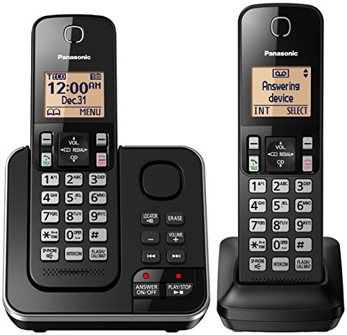 Panasonic Cordless Telephone with Answering Machine KX-TGC362B - 2 Handsets (Black)