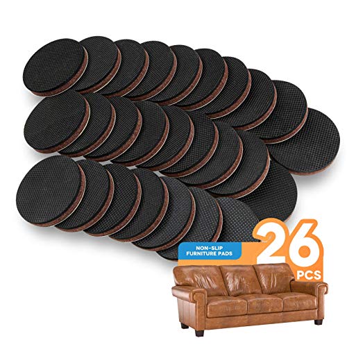 Non Slip Furniture Pads 26Pcs 2' Furniture Grippers Self Adhesive Non Skid Furniture Pads, Anti Slip Rubber Pads for Furniture Legs, Furniture Stopper Floor Protector for Hardwood Floor