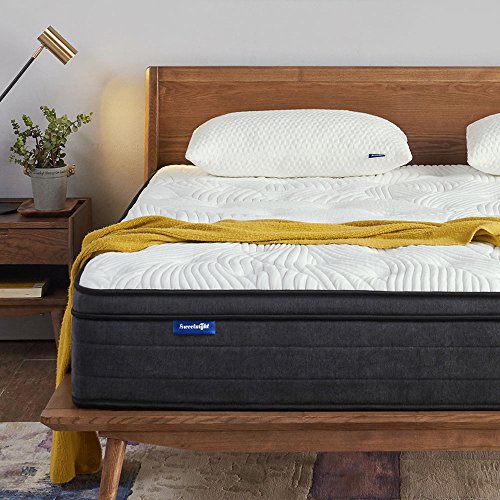 Sweetnight 12 Inch Plush Pillow Top Hybrid Mattress - Gel Memory Foam for Sleep Cool, Motion Isolating Individually Wrapped Coils - Queen Size