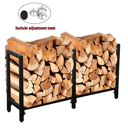 Ucared Firewood Racks Heavy Duty Log Rack 47 Inch Indoor/Outdoor Fire Wood Storage Black Steel Firewood Log Holder