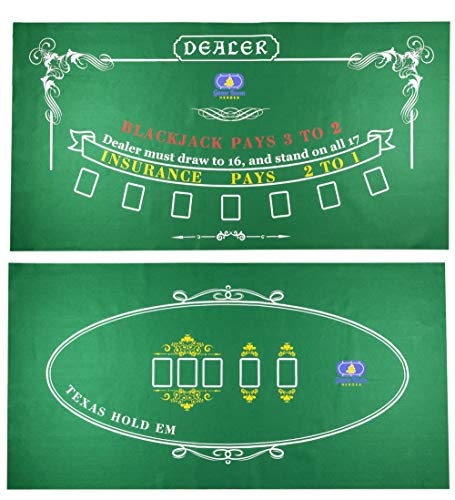 Tabletop Casino Felt Layout for Texas Holdem Poker and Blackjack - Premium Professional Grade Blackjack and Poker Mat for, Theme Party, Poker Night, Fundraisers & Gatherings