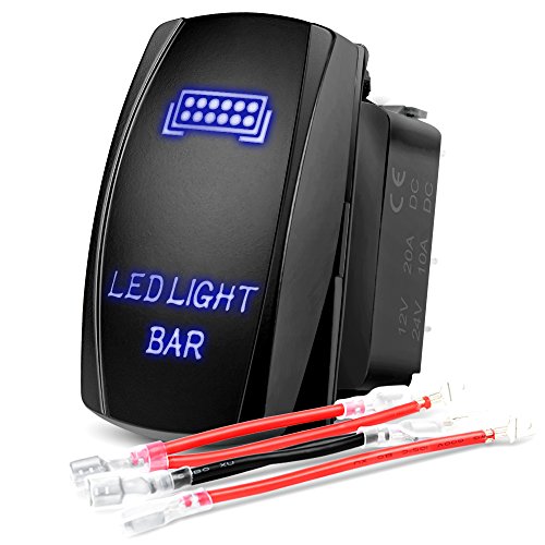 Nilight LED Light Bar Rocker Switch 5Pin Laser On/Off LED Light 20A/12V 10A/24V Switch Jumper Wires Set for Jeep Boat Trucks,2 Years Warranty