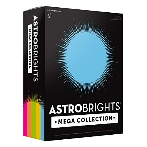 Astrobrights Mega Collection, Colored Paper, 'Brilliant' 5-Color Assortment, 625 Sheets, 24 lb/89 gsm, 8.5' x 11 - MORE SHEETS! (91684)