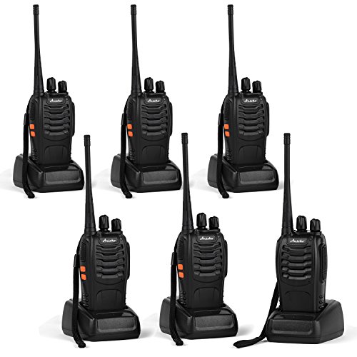 Ansoko Long Range Walkie Talkie Rechargable FRS/GMRS 16-Channel Handheld Two Way Radio with Earpiece (6 Pack)