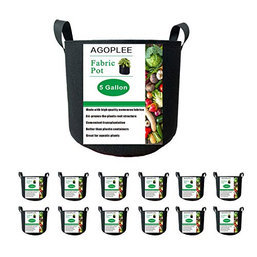 12-Pack 5 Gallon Plant Grow Bags Heavy Duty Thickened Nonwoven Fabric Pots with Handles