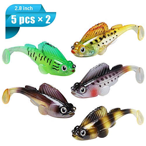 GOTOUR Bass Fishing Lures with BKK Hooks, Jighead Soft Fishing Baits for Trout Perch Pike, Deep Water Paddle Tail Swimbaits for Freshwater and Saltwater