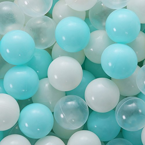 PlayMaty 100 Pieces Colorful Pit Balls Phthalate Free BPA Free Plastic Ocean Balls Crush Proof Stress Balls for Kids Playhouse Pool Ball Pit Accessories 2.1 Inches (100 Balls-Light Blue) …