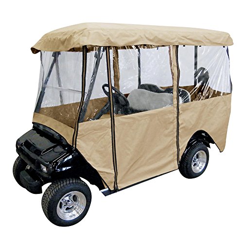 Leader Accessories Golf Cart Storage Cover Deluxe Driving Enclosure Fit EZ Go, Club Car, Yamaha Cart - Beige W Zipper (4-Person)