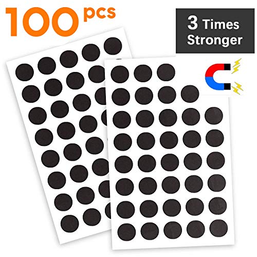 HOUSE AGAIN Flexible Magnet Round with Adhesive Perfect for Crafts & DIY Projects, Hanging & Organizing Light Objects at Home Office or Warehouse, 100Pcs